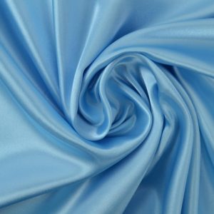 Katoen satijn stretch flower power blauw - De