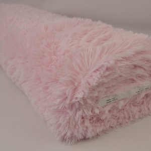 Langharig bont stof - baby roze - Rol