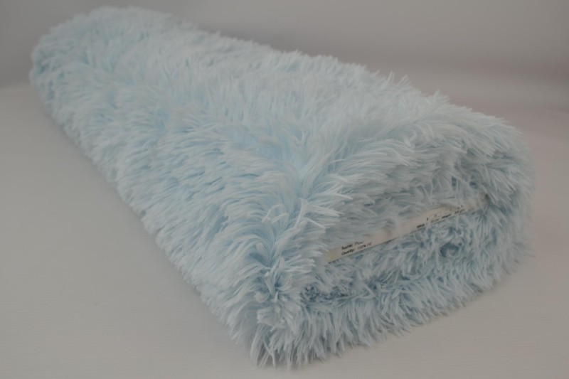 Langharig bont stof - Baby blauw - Rol