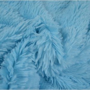 Langharig bont stof - Aqua blauw