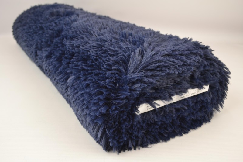 Langharig bont stof - Navy - Rol