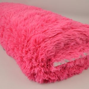 Langharig bont stof - Fuchsia - Rol