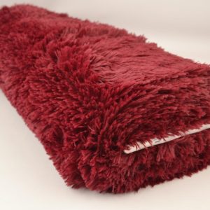 Langharig bont stof - Bordeaux rood - Rol