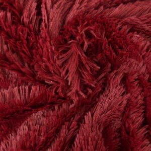 Langharig bont stof - Bordeaux rood